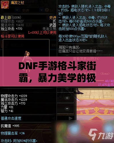 DNF手游格斗家街霸，暴力美学的极致展现与掌控者