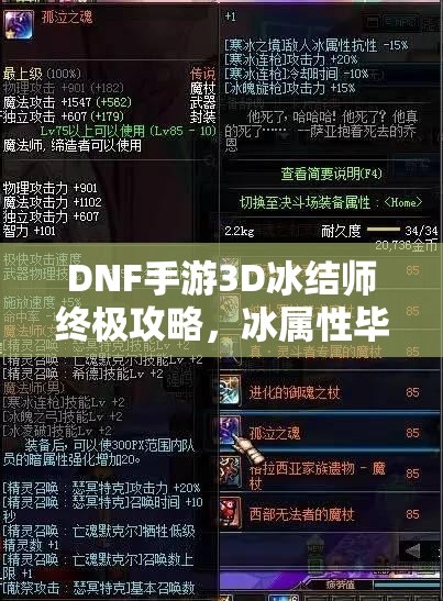 DNF手游3D冰结师终极攻略，冰属性毕业武器全面大揭秘