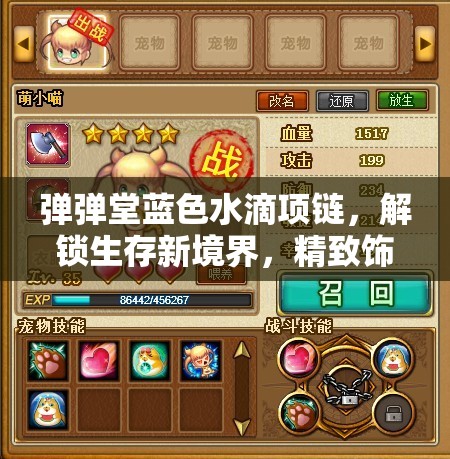 弹弹堂蓝色水滴项链，解锁生存新境界，精致饰品蕴含神奇力量