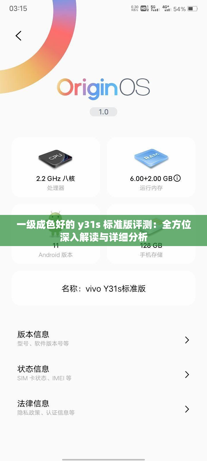 一级成色好的 y31s 标准版评测：全方位深入解读与详细分析