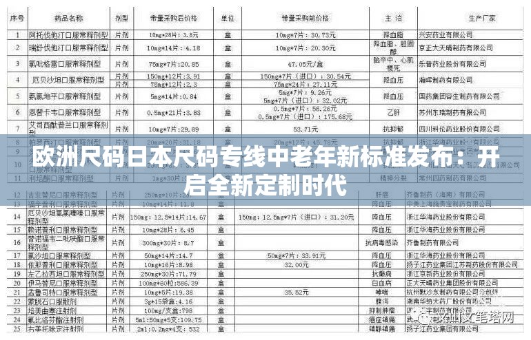 欧洲尺码日本尺码专线中老年新标准发布：开启全新定制时代