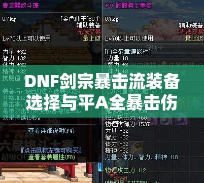 DNF剑宗暴击流装备选择与平A全暴击伤害深度解析攻略