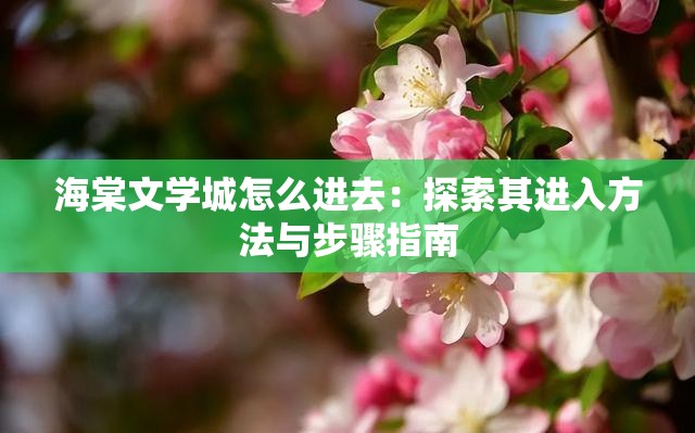 海棠文学城怎么进去：探索其进入方法与步骤指南