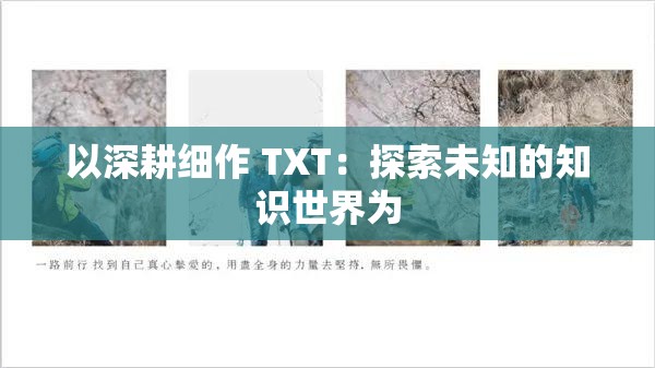 以深耕细作 TXT：探索未知的知识世界为