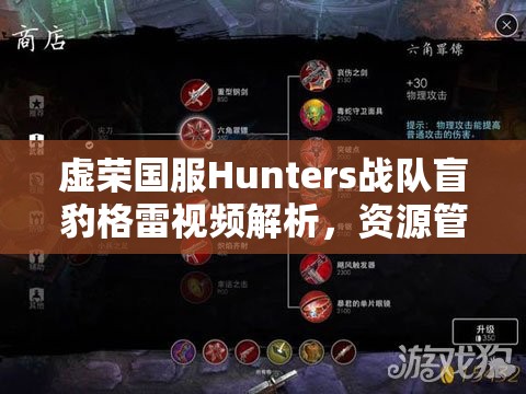 虚荣国服Hunters战队盲豹格雷视频解析，资源管理的重要性与高效实战利用策略