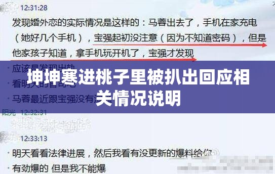 坤坤寒进桃子里被扒出回应相关情况说明