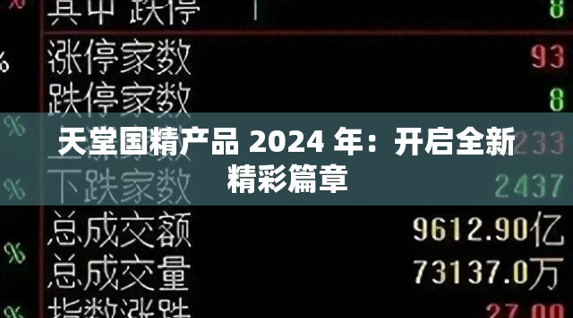 天堂国精产品 2024 年：开启全新精彩篇章