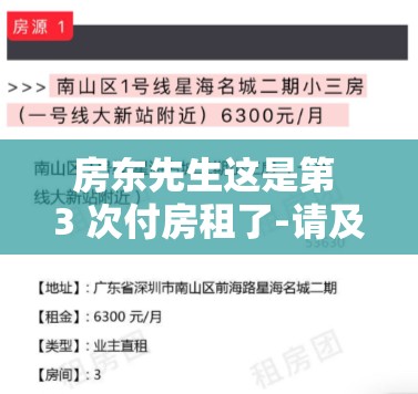 房东先生这是第 3 次付房租了-请及时确认收款