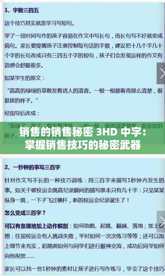 销售的销售秘密 3HD 中字：掌握销售技巧的秘密武器