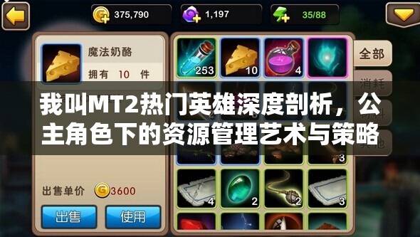 我叫MT2热门英雄深度剖析，公主角色下的资源管理艺术与策略