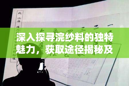 深入探寻浣纱料的独特魅力，获取途径揭秘及其在传统与现代中的独特作用