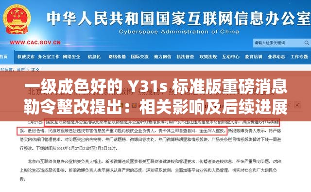 一级成色好的 Y31s 标准版重磅消息勒令整改提出：相关影响及后续进展分析