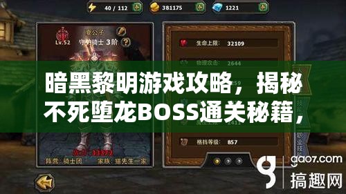 暗黑黎明游戏攻略，揭秘不死堕龙BOSS通关秘籍，掌握致胜技巧征服强大魔龙