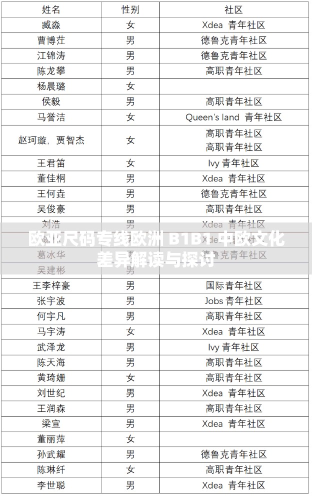 欧亚尺码专线欧洲 B1B1 中欧文化差异解读与探讨