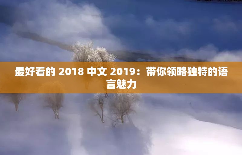 最好看的 2018 中文 2019：带你领略独特的语言魅力