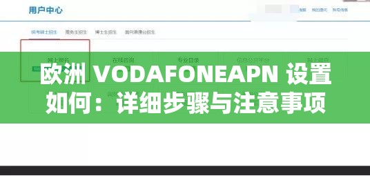 欧洲 VODAFONEAPN 设置如何：详细步骤与注意事项解析