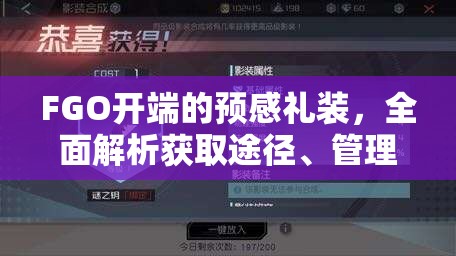 FGO开端的预感礼装，全面解析获取途径、管理技巧与价值最大化策略