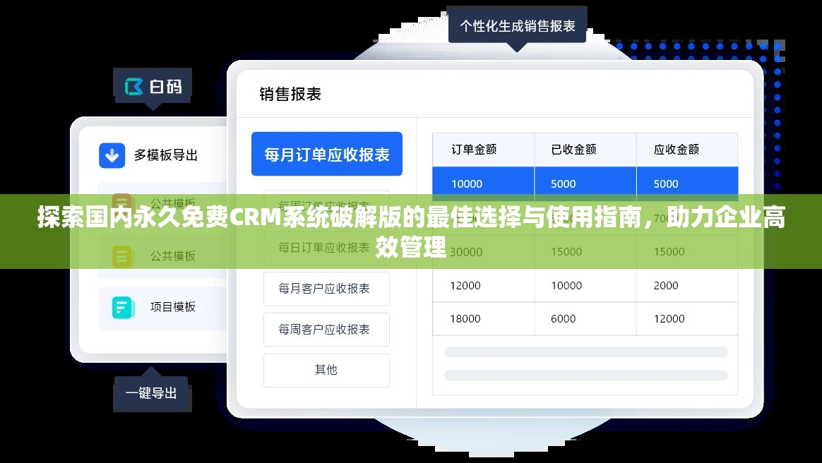 探索国内永久免费CRM系统破解版的最佳选择与使用指南，助力企业高效管理