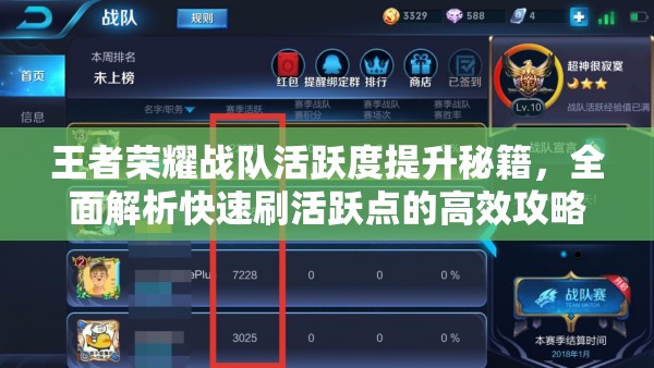 王者荣耀战队活跃度提升秘籍，全面解析快速刷活跃点的高效攻略