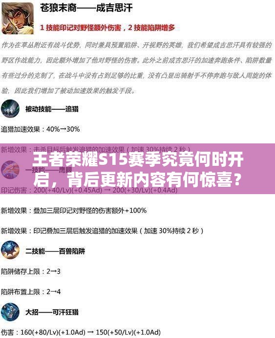 王者荣耀S15赛季究竟何时开启，背后更新内容有何惊喜？