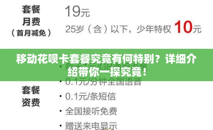 移动花呗卡套餐究竟有何特别？详细介绍带你一探究竟！