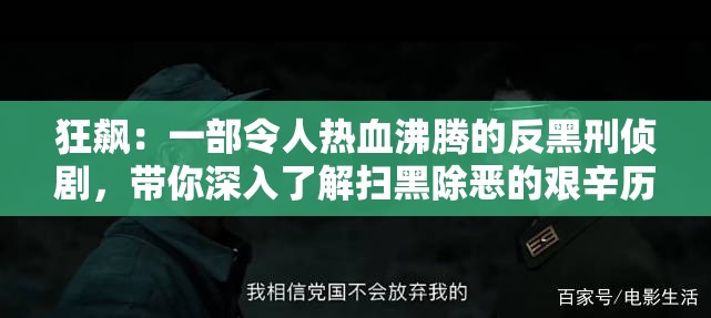 狂飙：一部令人热血沸腾的反黑刑侦剧，带你深入了解扫黑除恶的艰辛历程