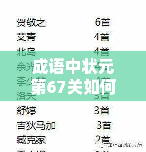 成语中状元第67关如何过关？答案详解带你揭秘难关挑战！