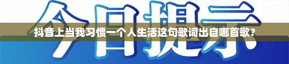 抖音上当我习惯一个人生活这句歌词出自哪首歌？