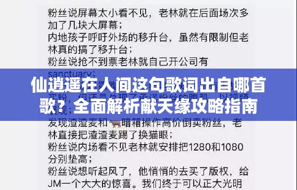 仙逍遥在人间这句歌词出自哪首歌？全面解析献天缘攻略指南