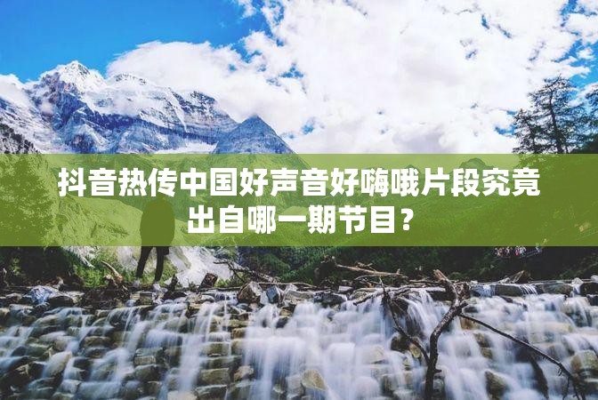 抖音热传中国好声音好嗨哦片段究竟出自哪一期节目？