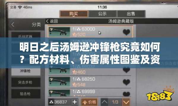 明日之后汤姆逊冲锋枪究竟如何？配方材料、伤害属性图鉴及资源管理揭秘